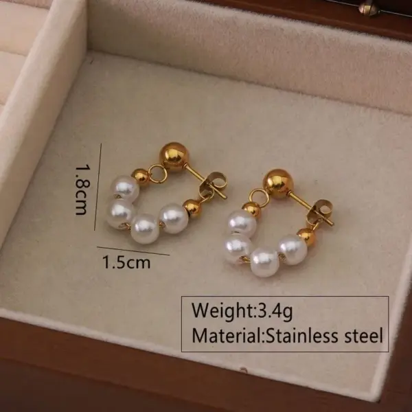 304 Stainless Steel Plastic Solid Color Ion Plating (IP) 18K Gold Plated Elegant Simple Style Waterproof Non Tarnish Beaded Plating Gold Earrings