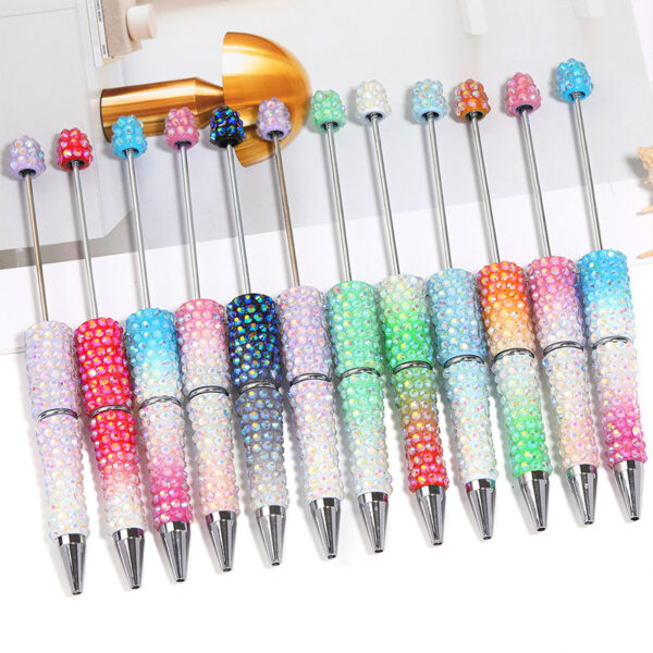 Wholesale New full-diamond bead pen, high-value gradient resin bead pen, DIY creative handmade rhinestone bead pen