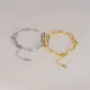Wholesale 304 Stainless Steel Geometric PVD Coated 18K Real Gold Plated Simple Style Waterproof Non Tarnish Plating Bracelets