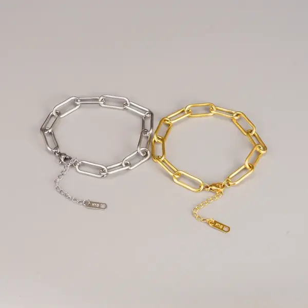 Wholesale 304 Stainless Steel Geometric PVD Coated 18K Real Gold Plated Simple Style Waterproof Non Tarnish Plating Bracelets