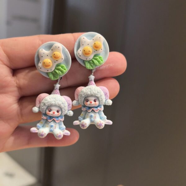 oly-436ac1db4af259ff0cc05139f86ec2c7 Wholesale original cute circus doll 925 sier pin earrings tide play cute cartoon
