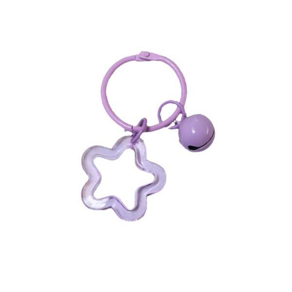 Wholesale Acrylic colorful five-pointed star key ring earphone case bag pendant paint card ring bell decorative key chain