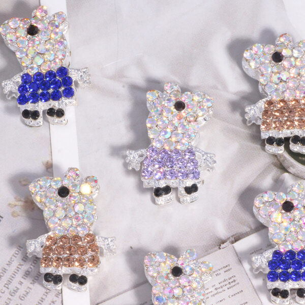 Wholesale Three-Dimensional Double-Sided Peppa Pig Four-Hole Loose Beads DIY Beaded Mobile Phone Key Chain Necklace Bag Chain Accessories