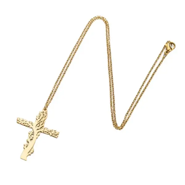 Wholesale Jewelry Fashion Cross 201 Stainless Steel 18K Gold Plated Plating Stainless Steel Necklaces