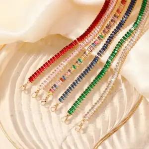 Wholesale 304 Stainless Steel Copper Geometric Vacuum Plating Zircon K Gold Plated Hip-Hop Sweet Shiny Inlay Claw Chain Necklace