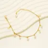 Wholesale 1 Piece Casual Vacation Round 304 Stainless Steel Plating Artificial Pearls PVD Coated PVD Coated 18K Gold Plated Women'S Anklet