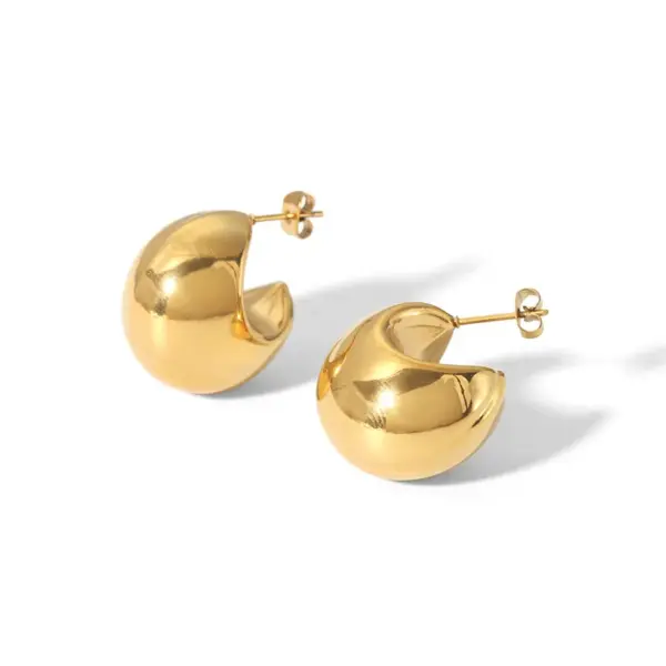 oly-4385433cec1b9d641598a413616d26f7 Wholesale PVD Coated Real Gold Plated 18K Gold Solid Color 304 Stainless Steel Simple Style Waterproof Non Tarnish Ear Studs