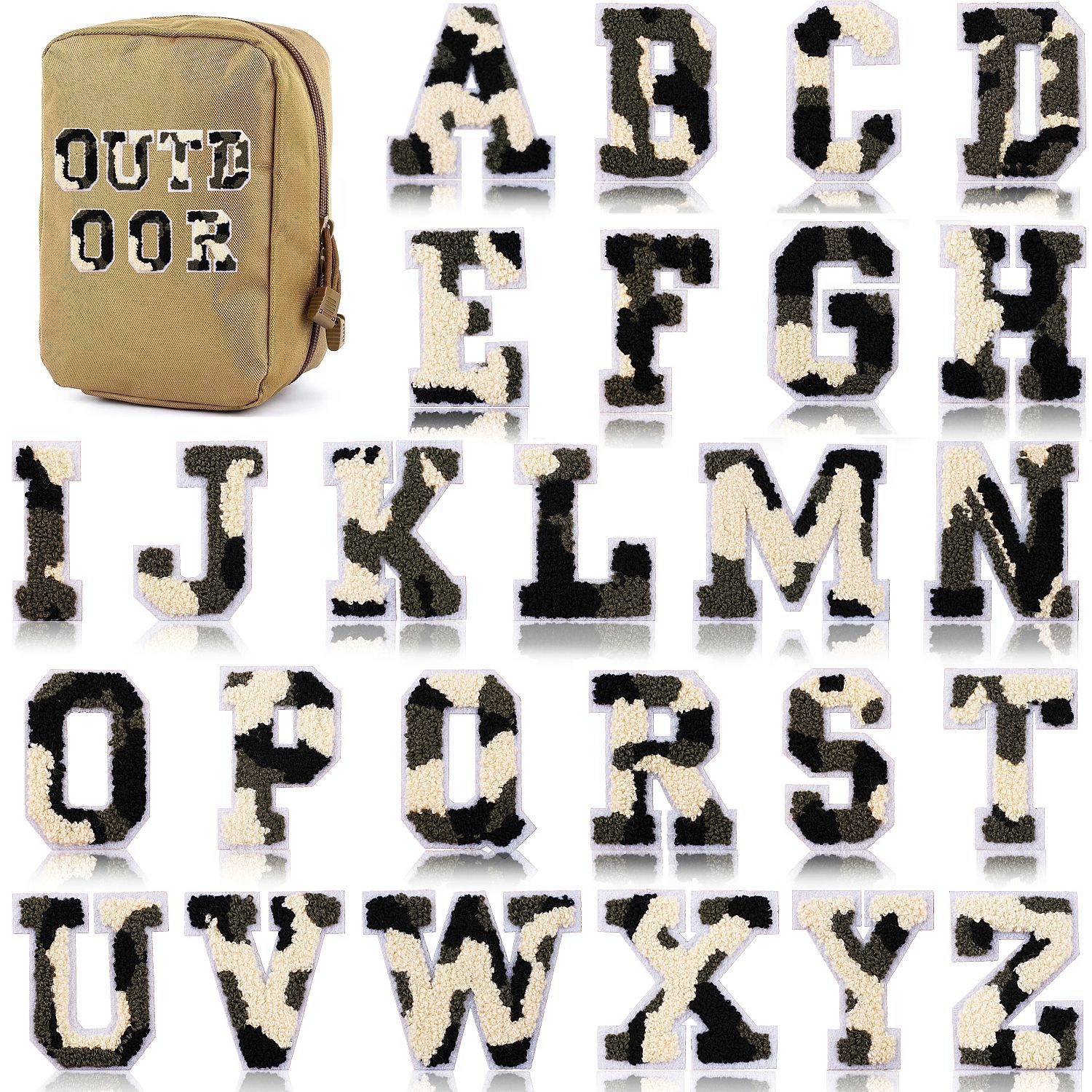 Wholesale Camouflage English letter embroidered towel patch