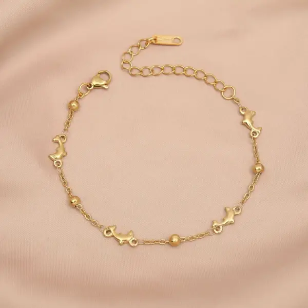Wholesale Lady Dolphin 304 Stainless Steel 18K Gold Plated Bracelets In Bulk