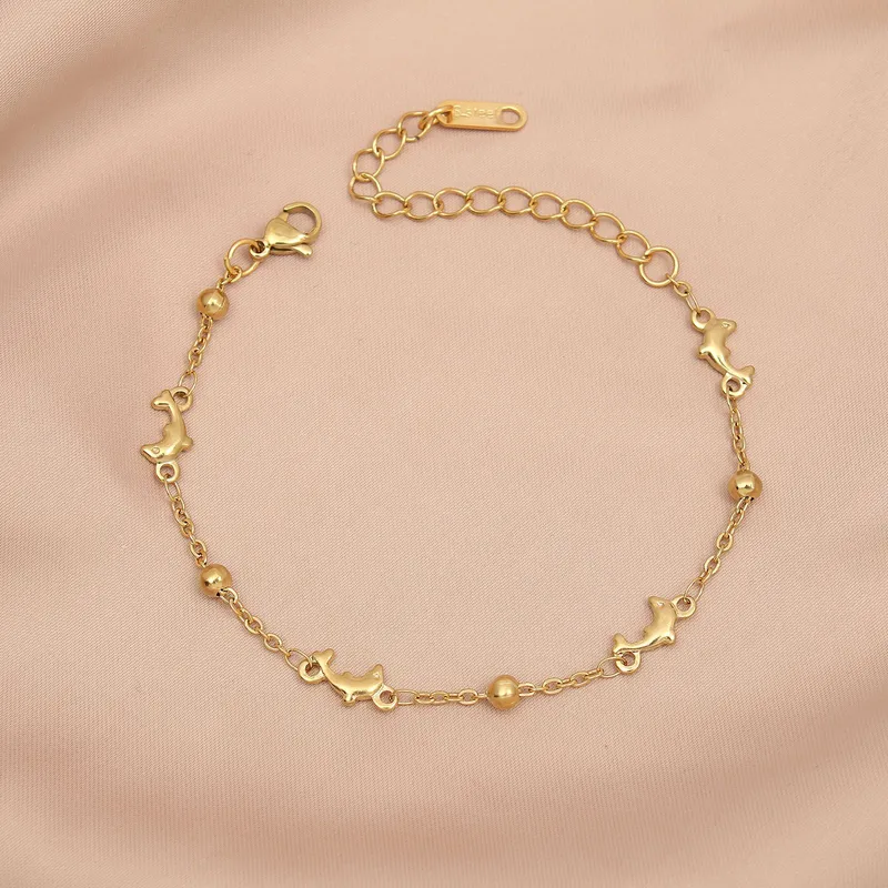 Wholesale Lady Dolphin 304 Stainless Steel 18K Gold Plated Bracelets In Bulk