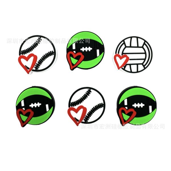 Wholesale [Hongzhou] ball sports theme new food grade silicone diy string pen keychain loose beads in stock