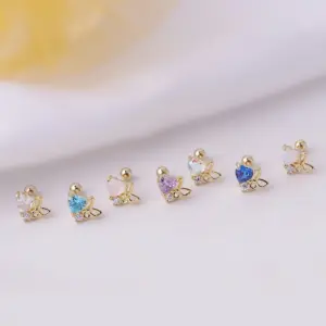 316L Stainless Steel Copper Ear Cartilage Rings & Studs Heart Women'S