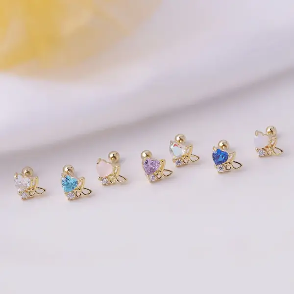 316L Stainless Steel Copper Ear Cartilage Rings & Studs Heart Women'S