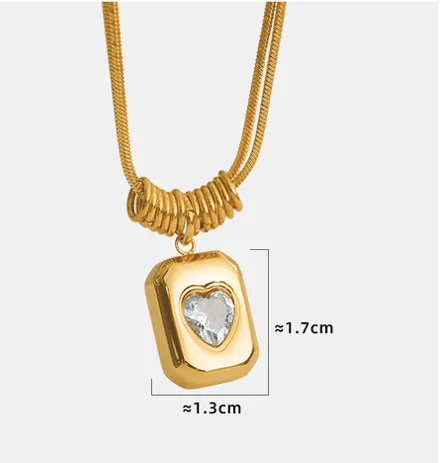 PVD Coated 18K Gold Plated Real Heart Shape 304 Stainless Steel Vintage Style Simple Waterproof Non Tarnish Pendant Necklace