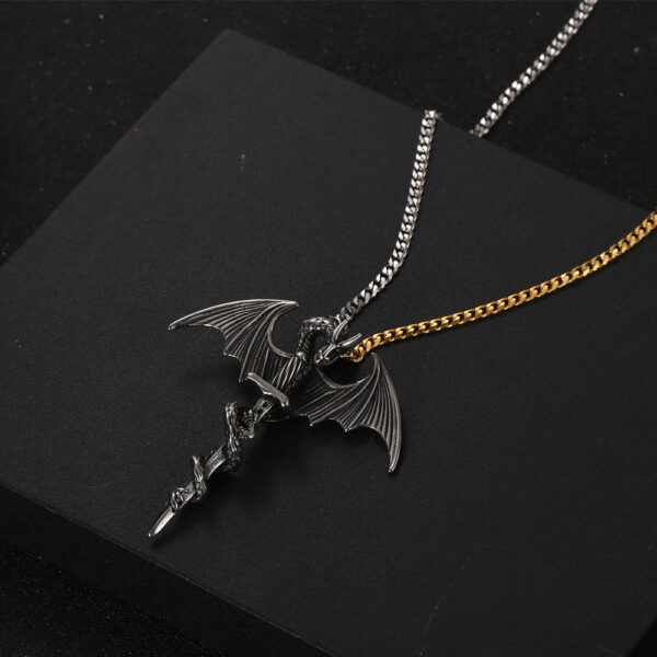 Wholesale titanium steel necklace retro pterosaur sword pendant men's dragon tide cool pendant SP906