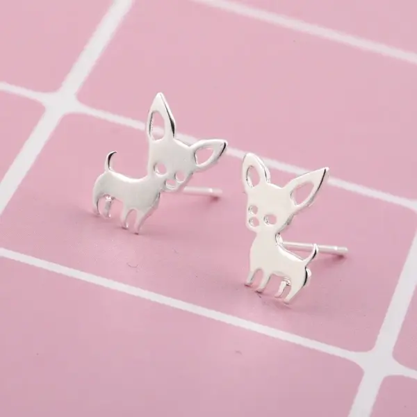 PVD Coated 18K Gold Real Gold Plated Dog 304 Stainless Steel Simple Style Waterproof Non Tarnish Ear Studs