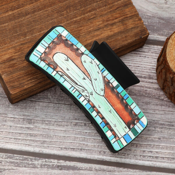 Wholesale Western Style Cactus Cow Head Leather Hairpin Women Grab Clip