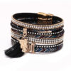 Wholesale Diamond-studded Bohemian Tassel Colorful Magnetic PU Leather Bracelet