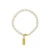 Wholesale Fashion Temperament Titanium Steel 18k Gold Plated Freshwater Pearl Bracelet Wholesale