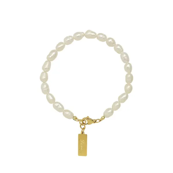 Wholesale Fashion Temperament Titanium Steel 18k Gold Plated Freshwater Pearl Bracelet Wholesale
