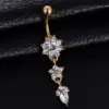 Belly Rings Exaggerated Water Droplets Flower Alloy Diamond