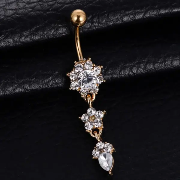 Belly Rings Exaggerated Water Droplets Flower Alloy Diamond