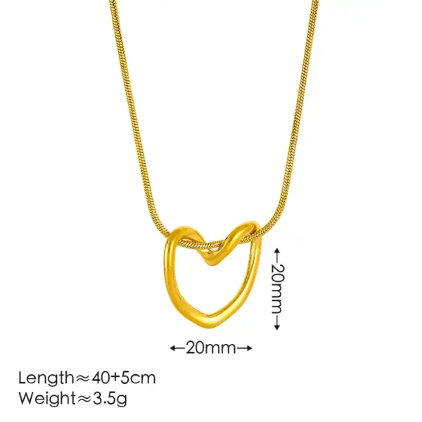 304 Stainless Steel Heart Shape Ion Plating (IP) Stone-Free 18K Gold Plated Cute Simple Style Roman Style Waterproof Non Tarnish Snake Chain Earrings Necklace