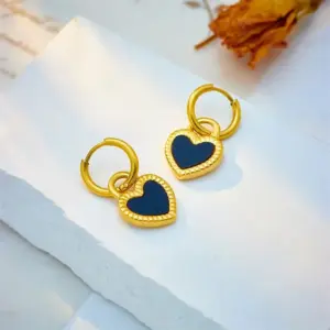 Gold / One Size / Black Stud Earrings