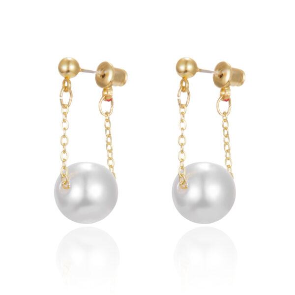 Wholesale European and American Trendyy Pearl Earrings, Fashionable Hemp-Shaped Champagne Imitation Pearl Earrings, Women's Elegant Jewelry