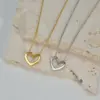 Wholesale 304 Stainless Steel Ferroalloy Heart Shape PVD Coated Stone-Free 18K Real Gold Plated Simple Style Waterproof Non Tarnish Plating Necklace