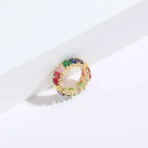 Wholesale 1 Piece Fashion Oval Rectangle Copper Plating Inlay Zircon Open Ring