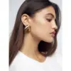 1 Pair Vintage Style Exaerated Classic Style Color Block Mixed Metal 304 Stainless Steel 18K Gold Plated Ear Studs
