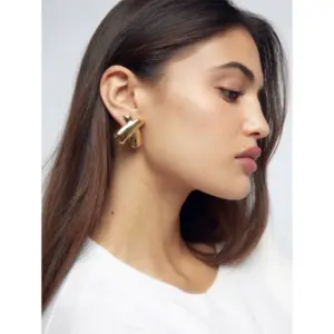 1 Pair Vintage Style Exaerated Classic Style Color Block Mixed Metal 304 Stainless Steel 18K Gold Plated Ear Studs