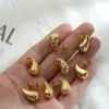 304 Stainless Steel Water oplets Waves Vacuum Plating Stone-Free 18K Real Gold Plated 18K Gold Simple Style Classic Style Waterproof Non Tarnish Plating Yellow Ear Studs