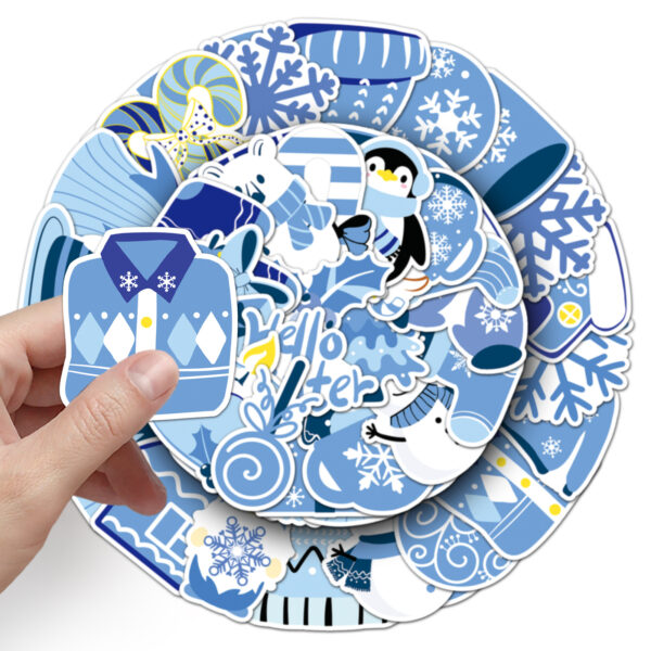 Wholesale 50pcs/pack blue winter cartoon Christmasstickers