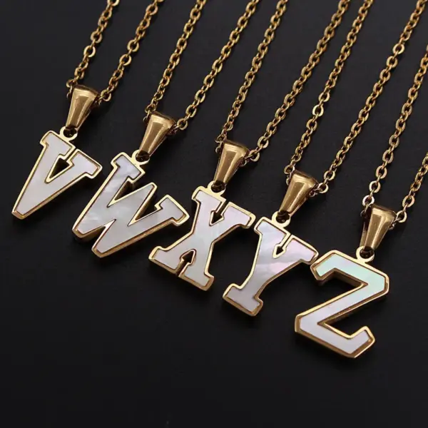 Wholesale Jewelry Simple Style Commute Letter 304 Stainless Steel Shell Gold Plated Plating Inlay Pendant Necklace