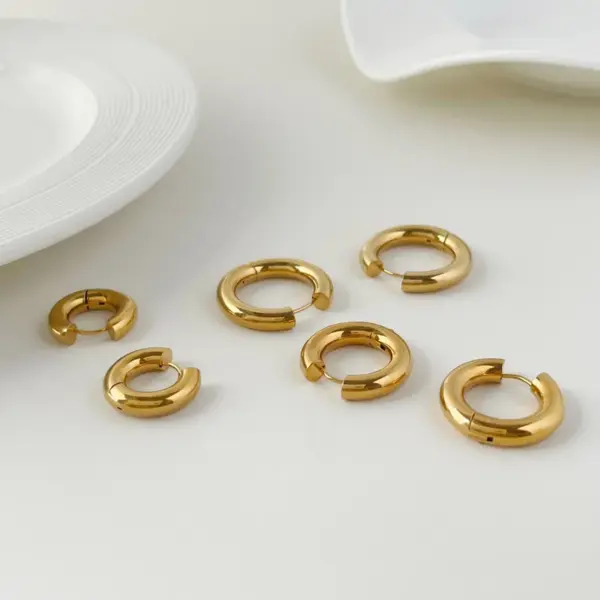 Wholesale PVD Coated Real Gold Plated 18K Gold Geometric 304 Stainless Steel Fashion Waterproof Non Tarnish Earrings