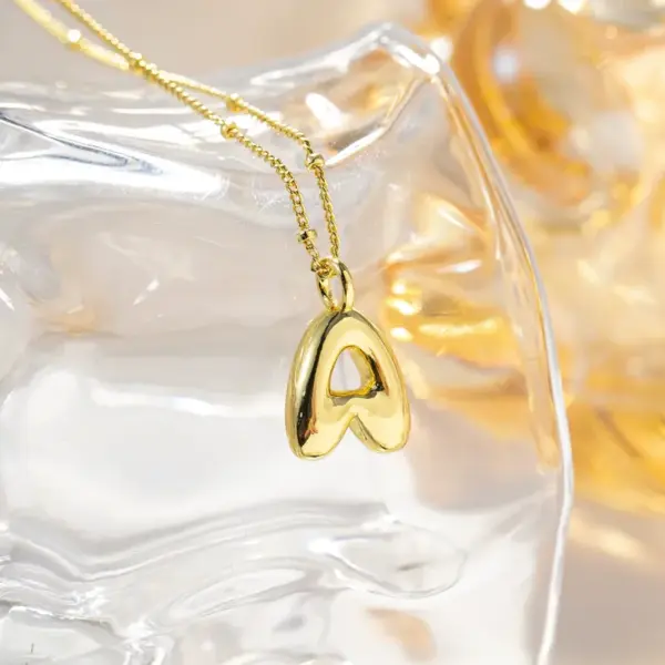 Wholesale Jewelry Simple Style Streetwear Letter Copper K Gold Plated Vacuum Plating Ball Chain Pendant Necklace