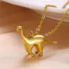 Wholesale Jewelry Cute Hip-Hop Dinosaur Titanium Steel Plating Pendant Necklace