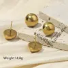 Wholesale PVD Coated Real Gold Plated Solid Color 304 Stainless Steel IG Style Simple Style Waterproof Non Tarnish Ear Studs