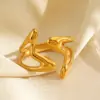 Wholesale Ion Plating (IP) 18K Gold Plated Irregular 304 Stainless Steel IG Style Simple Style Waterproof Non Tarnish Open Rings