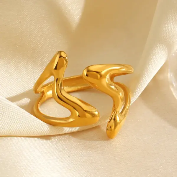 Wholesale Ion Plating (IP) 18K Gold Plated Irregular 304 Stainless Steel IG Style Simple Style Waterproof Non Tarnish Open Rings