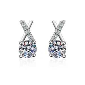 Cross Unilateral Ear Studs 1 Karat