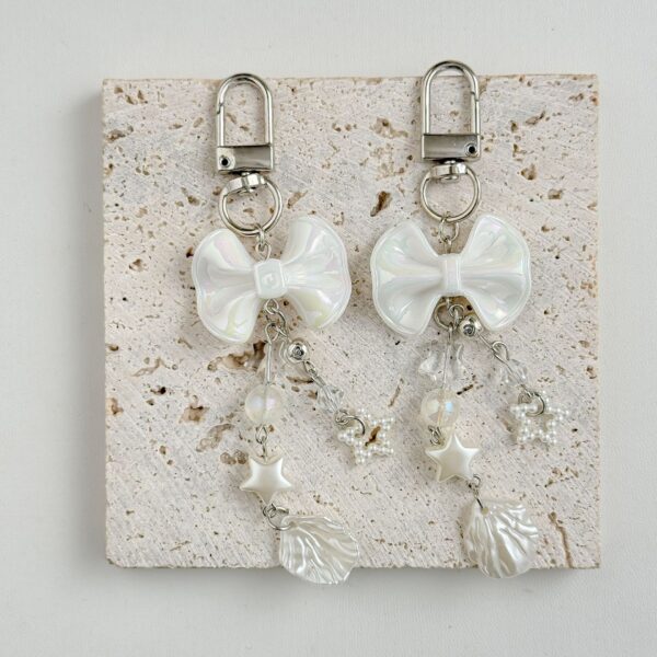 Wholesale Japanese and Korean Style Instagram Style Girl's Bowknot Mobile Phone Chain Handmade Bead Bag Trailer Keychain Camera Card Bag Pendant