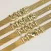 Wholesale Jewelry Vintage Style Classic Style Letter 304 Stainless Steel Brass Plating Bracelets Mesh Strap