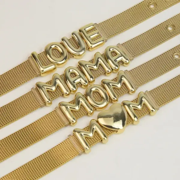 Wholesale Jewelry Vintage Style Classic Style Letter 304 Stainless Steel Brass Plating Bracelets Mesh Strap