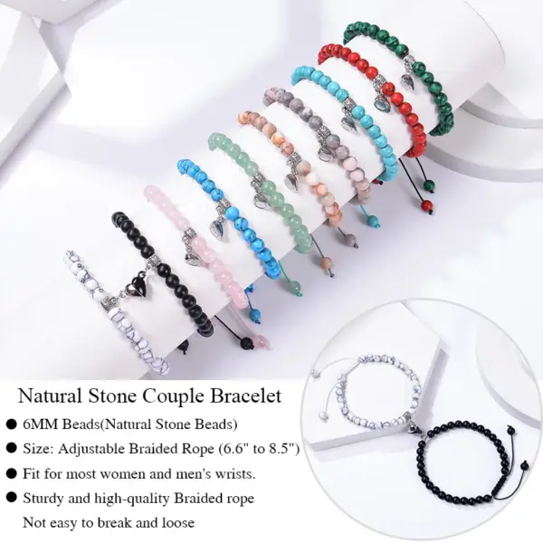 Wholesale Romantic Heart Shape Natural Stone Handmade Bracelets