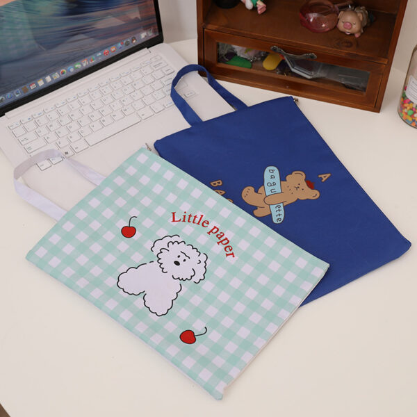 Wholesale Student test paper bag subject classification file bag canvas cute cartoon A4 zipper bag Office data storage bag