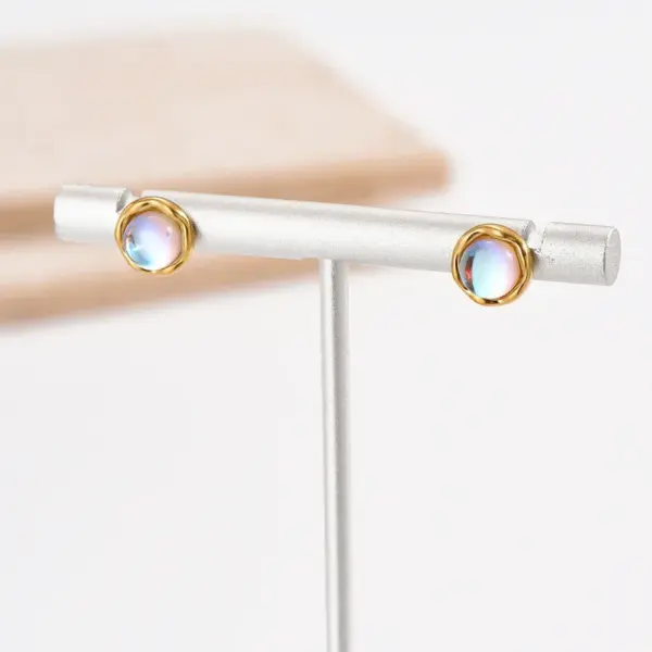 PVD Coated Real Gold Plated 14K Gold Round Stainless Steel Elegant Simple Style Waterproof Non Tarnish Ear Studs