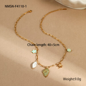 Nmsn-f4110-1 green conch necklace / 18K